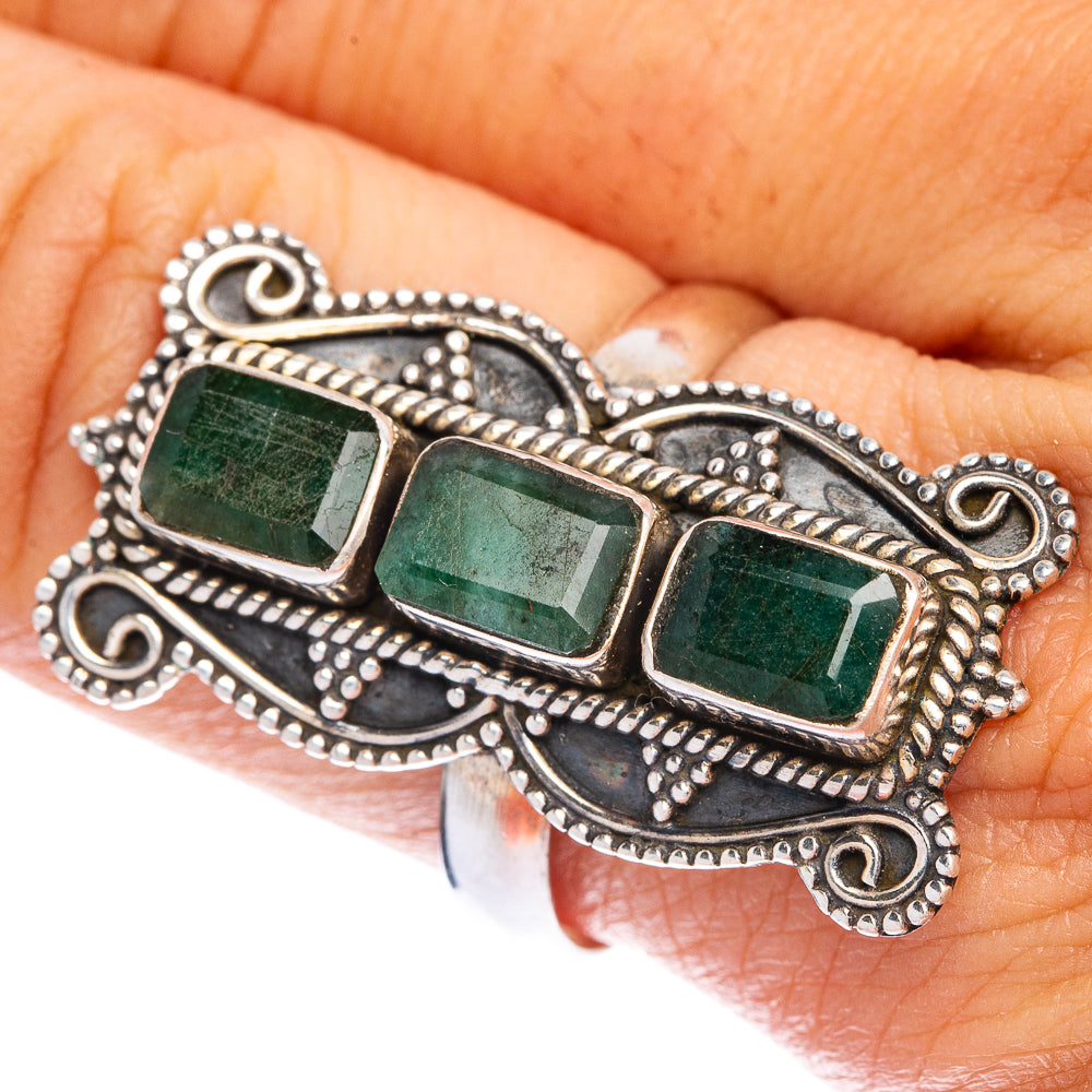 Large Emerald Ring Size 9.75 (925 Sterling Silver) R145292