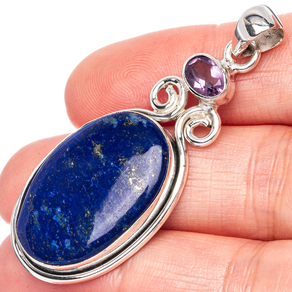 Lapis Lazuli, Amethyst 925 Sterling Silver Pendant 2" (925 Sterling Silver) P41931