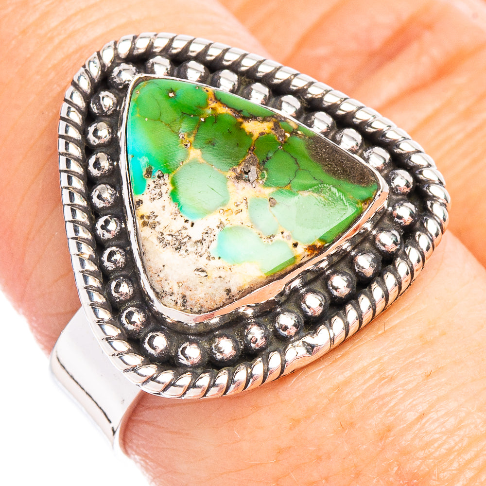 Sonoran Gold Turquoise Native Style Ring Size 7 Adjustable (.925 Sterling Silver) Exclusive