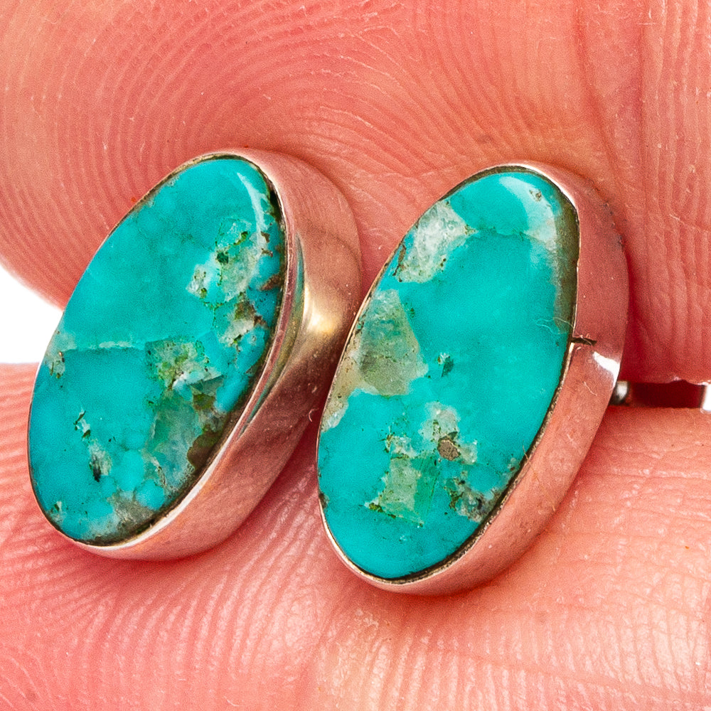Rare Kingman Turquoise Earrings 1/2" (.925 Sterling Silver)