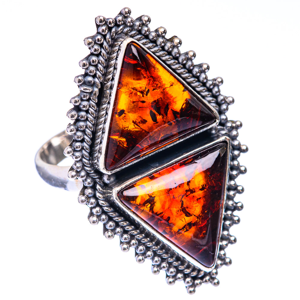 Large Baltic Amber Ring Size 7.75 (925 Sterling Silver) R141635