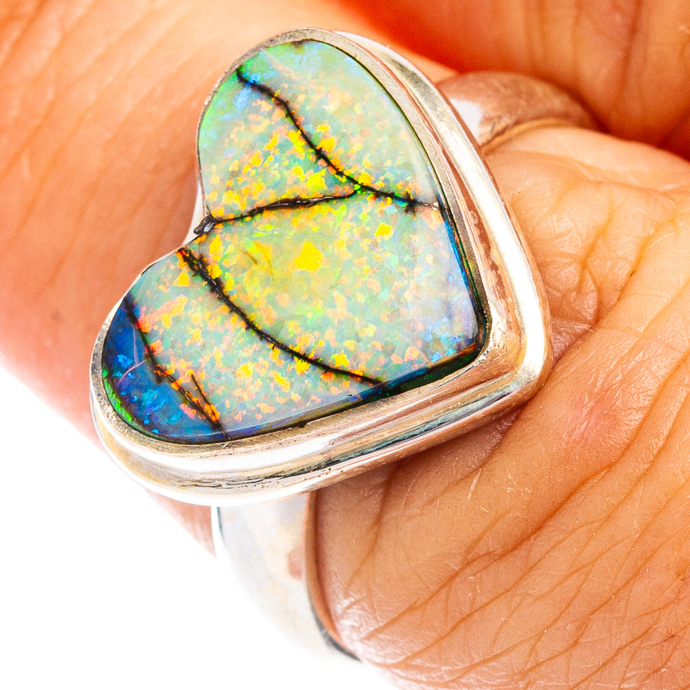 Rare Sterling Opal Heart Ring Size 7 (.925 Sterling Silver)