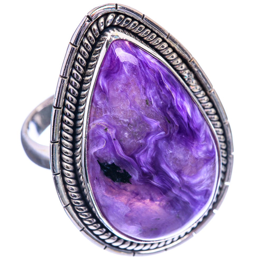 Huge Charoite 925 Sterling Silver Ring Size 12