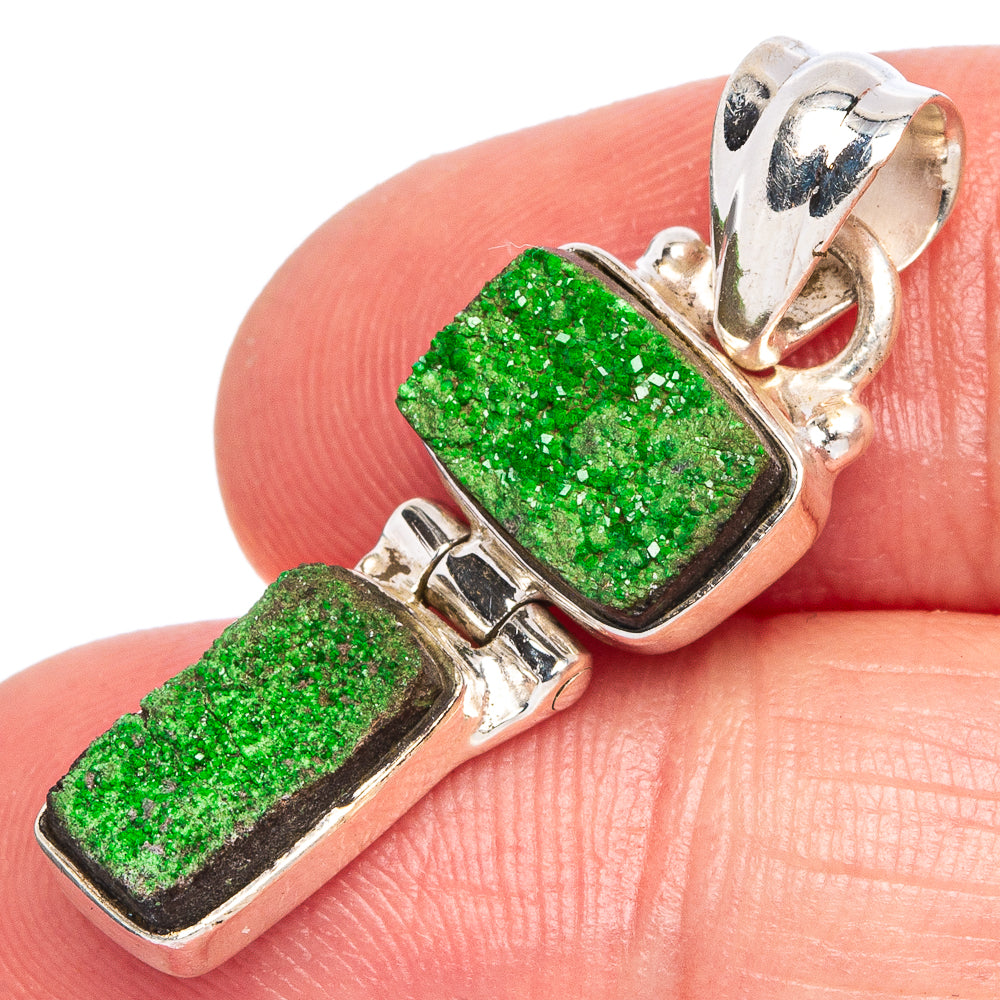 Rare Uvarovite Garnet Pendant 1 3/8" (925 Sterling Silver) P40369