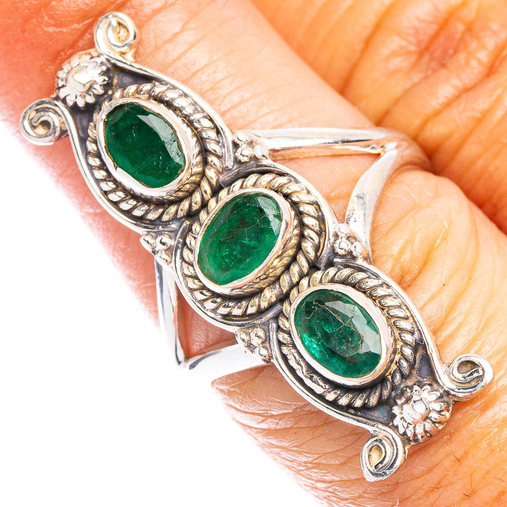 Rare Zambian Emerald Ring Size 6.75 (925 Sterling Silver) R7008