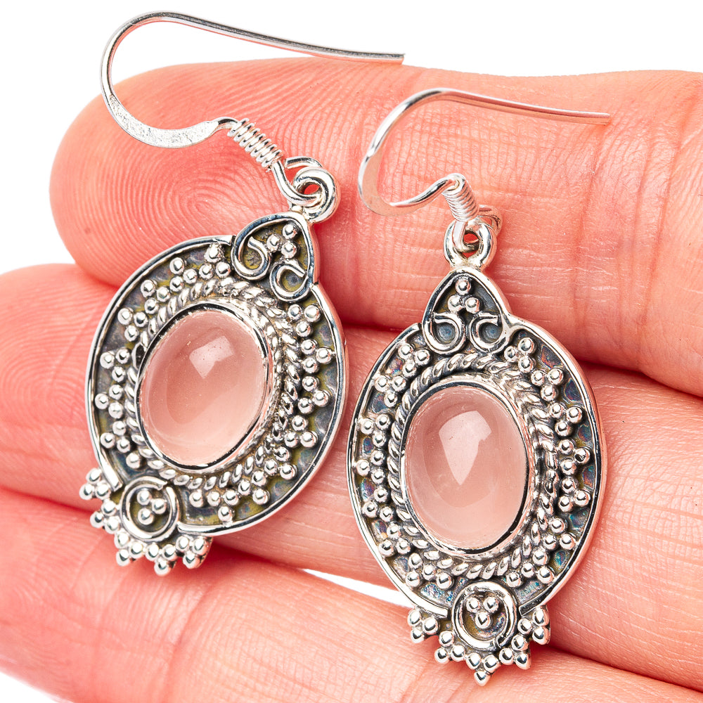 Premium Rose Quartz Earrings 1 5/8" (925 Sterling Silver) E2712
