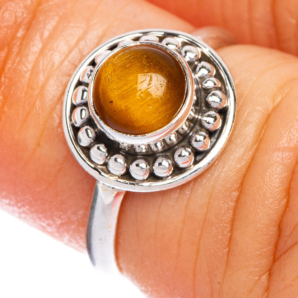 Tiger Eye Dainty Ring Size 4.25 (925 Sterling Silver) R147273