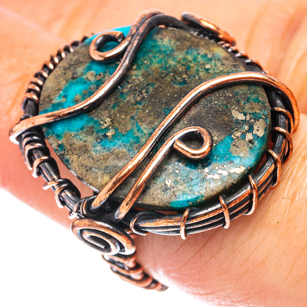 Turquoise Wire Wrap Ring Size 5.75 (Oxidized Copper)