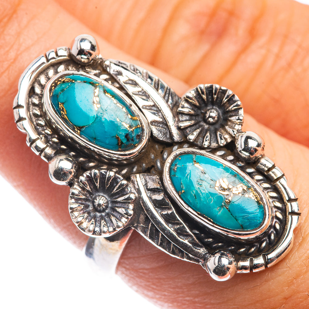 Blue Copper Composite Turquoise Ring Size 7.25 (925 Sterling Silver) RING143245