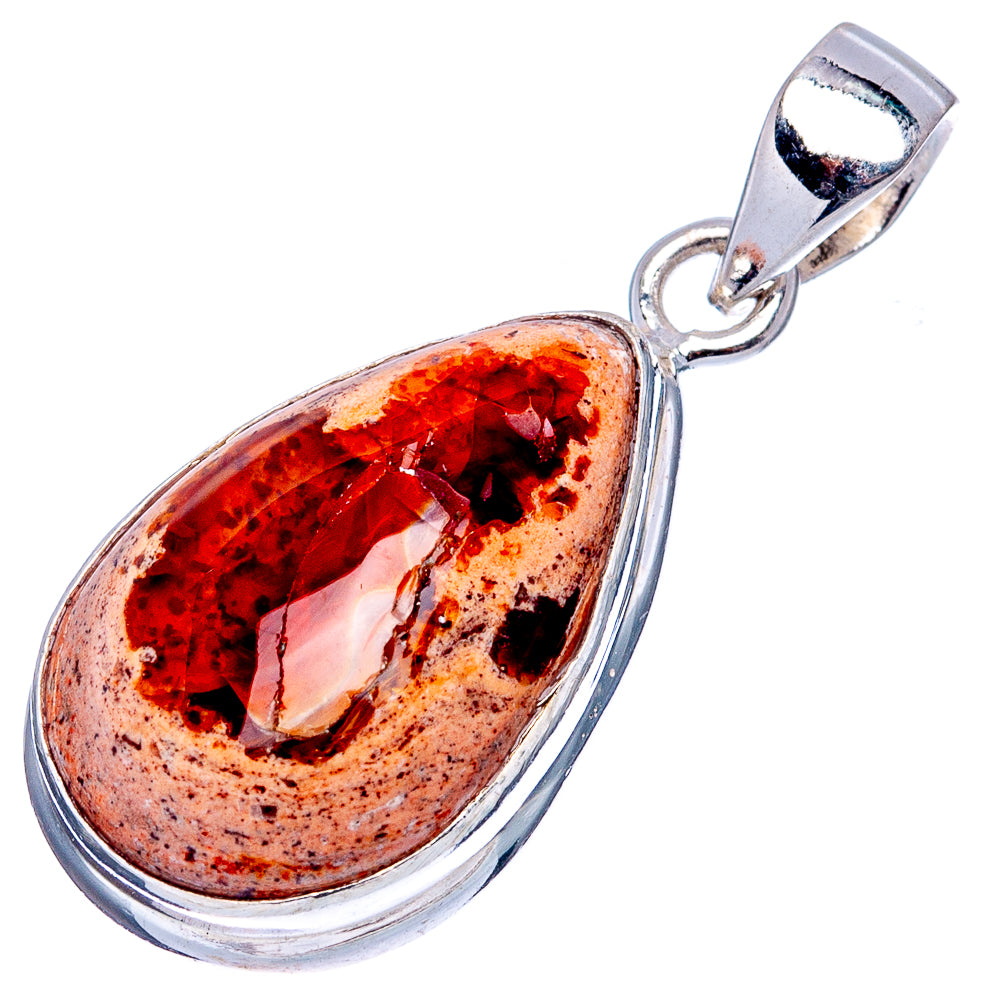 Rare Mexican Fire Opal Pendant 1 1/4" (.925 Sterling Silver)
