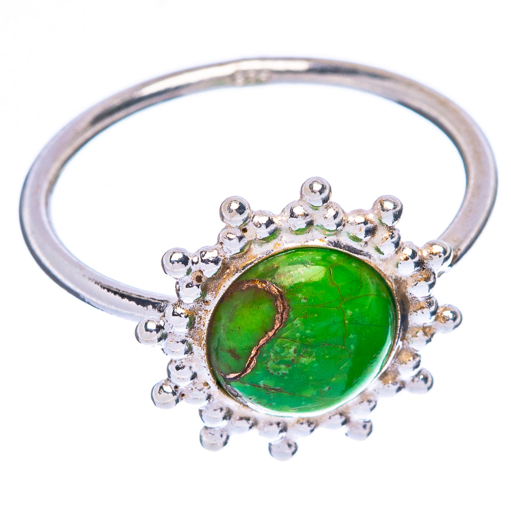 Green Copper Composite Turquoise Dainty Ring Size 7.25 (925 Sterling Silver) R146753