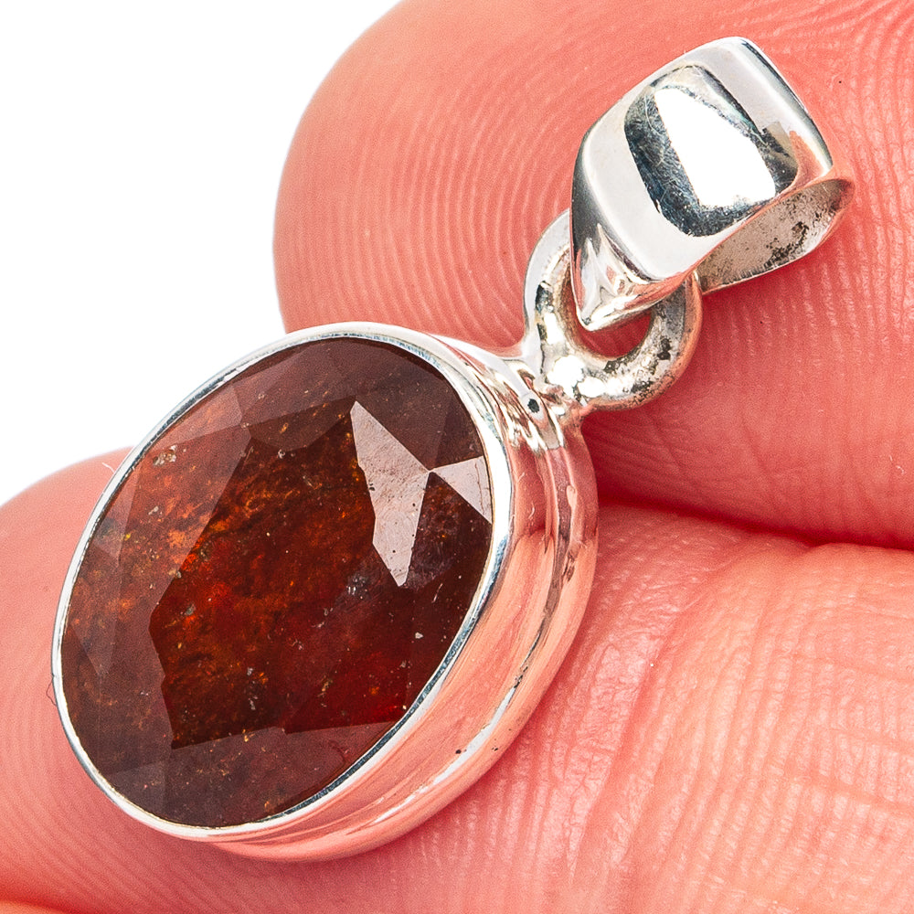 Hessonite Garnet Pendant 7/8" (.925 Sterling Silver)
