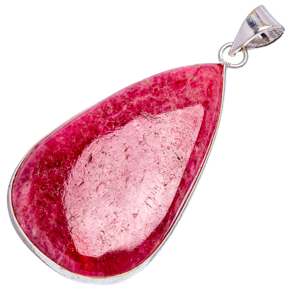 Rhodonite Pendant 2 1/8" (Silver Plated)