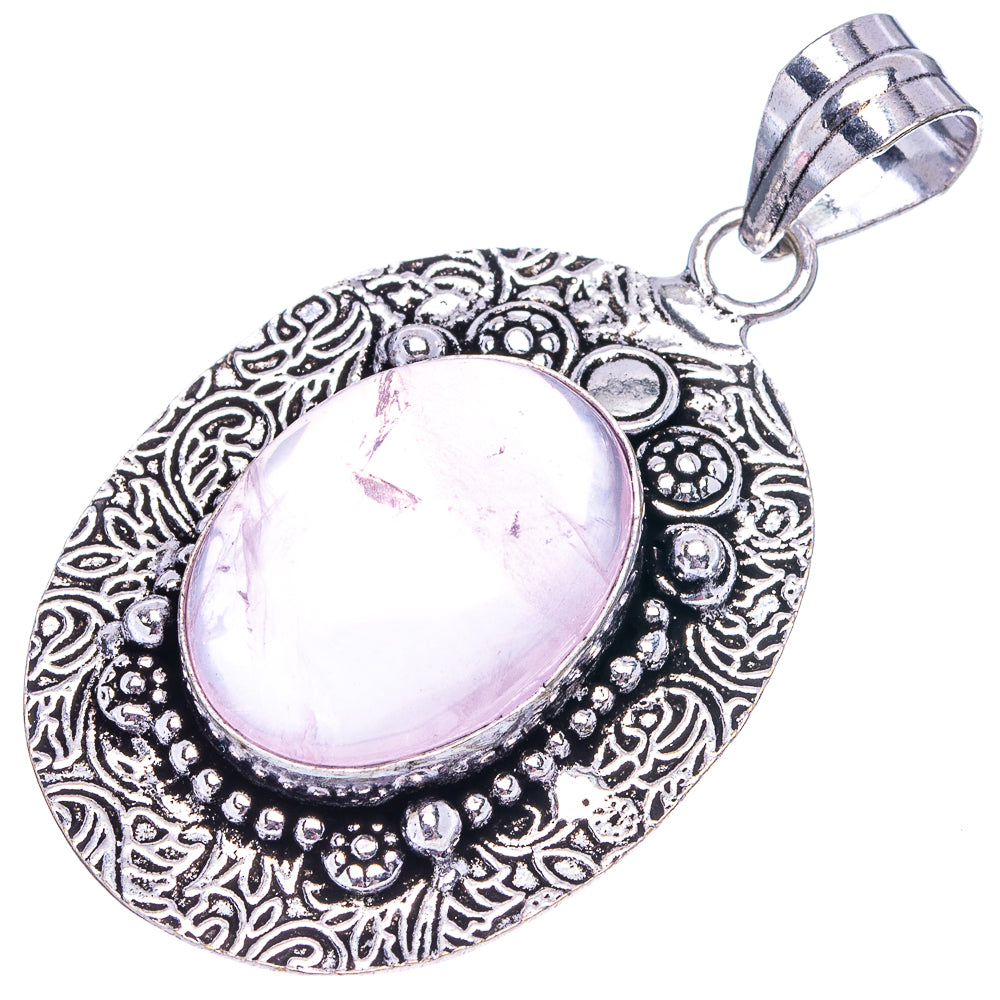 Rose Quartz Pendant 2 1/8" (German Silver)