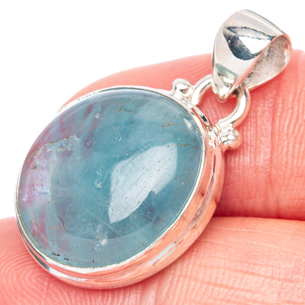 Natural Aquamarine 925 Sterling Silver Pendant 1 1/8" (925 Sterling Silver) P41880