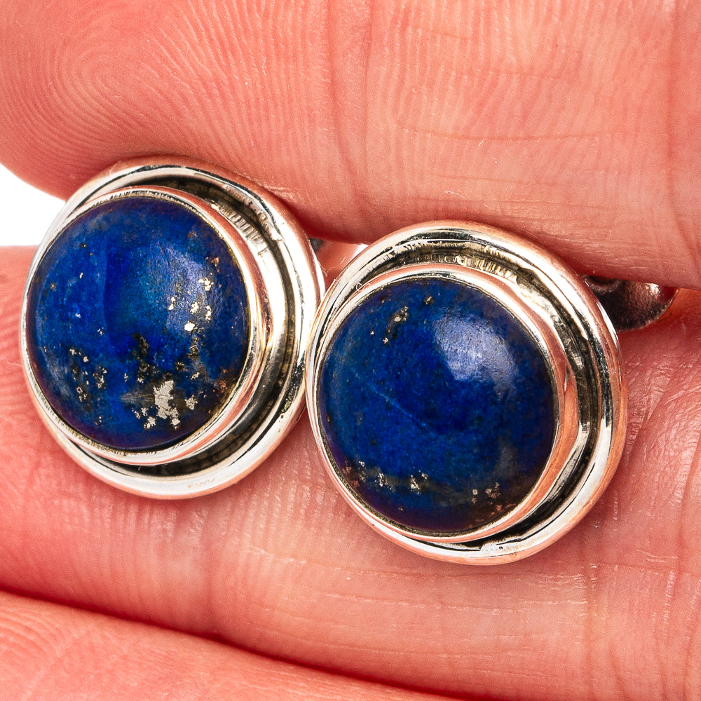 Lapis Lazuli Earrings 1/2" (.925 Sterling Silver)