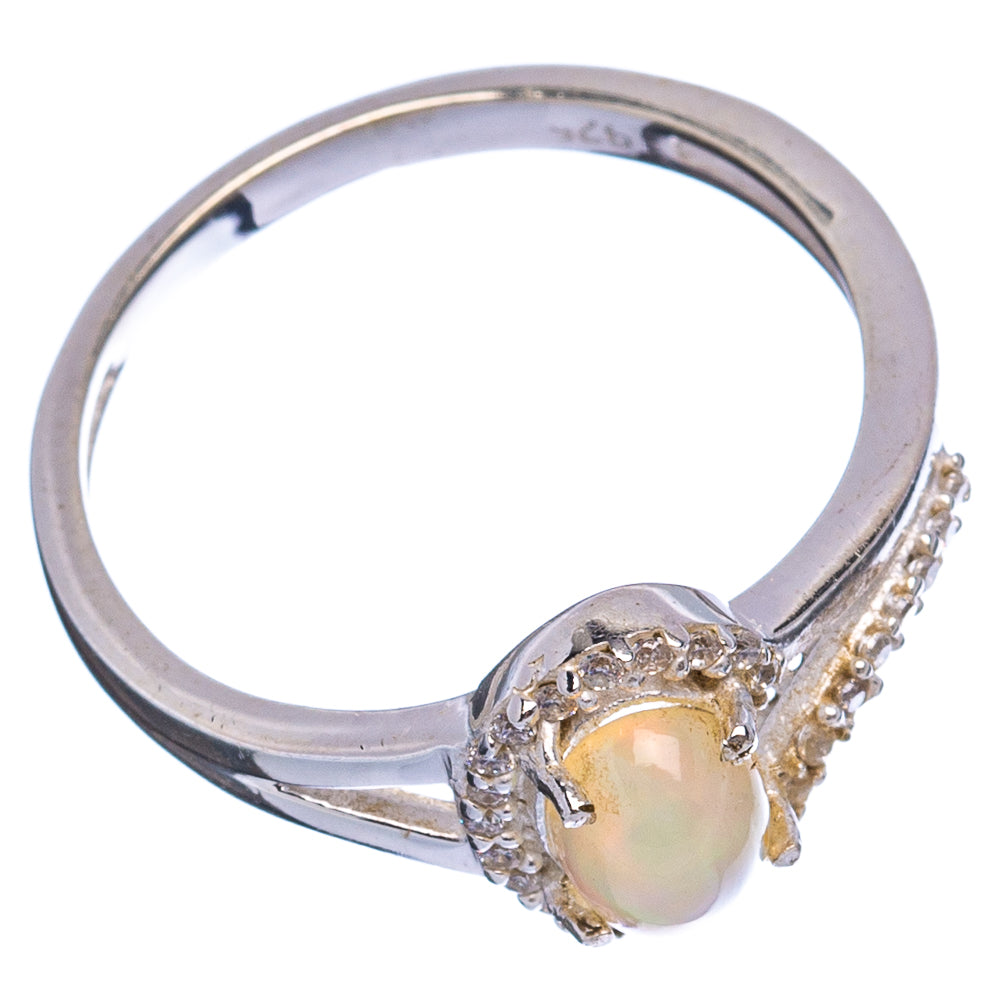 Rare Ethiopian Opal, Cubic Zirconia Ring Size 7.25 (.925 Sterling Silver)