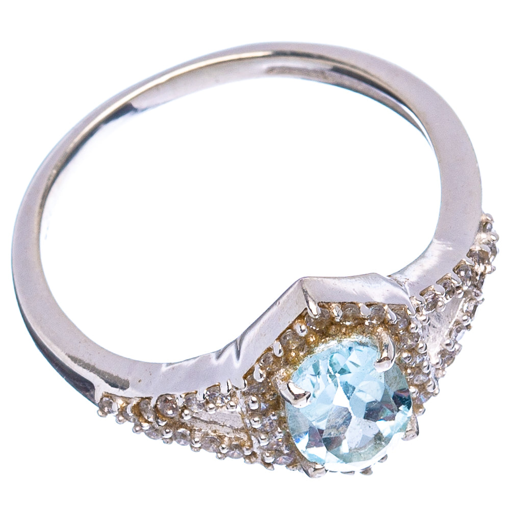Blue Topaz, Cubic Zirconia Ring Size 5.75 (.925 Sterling Silver)