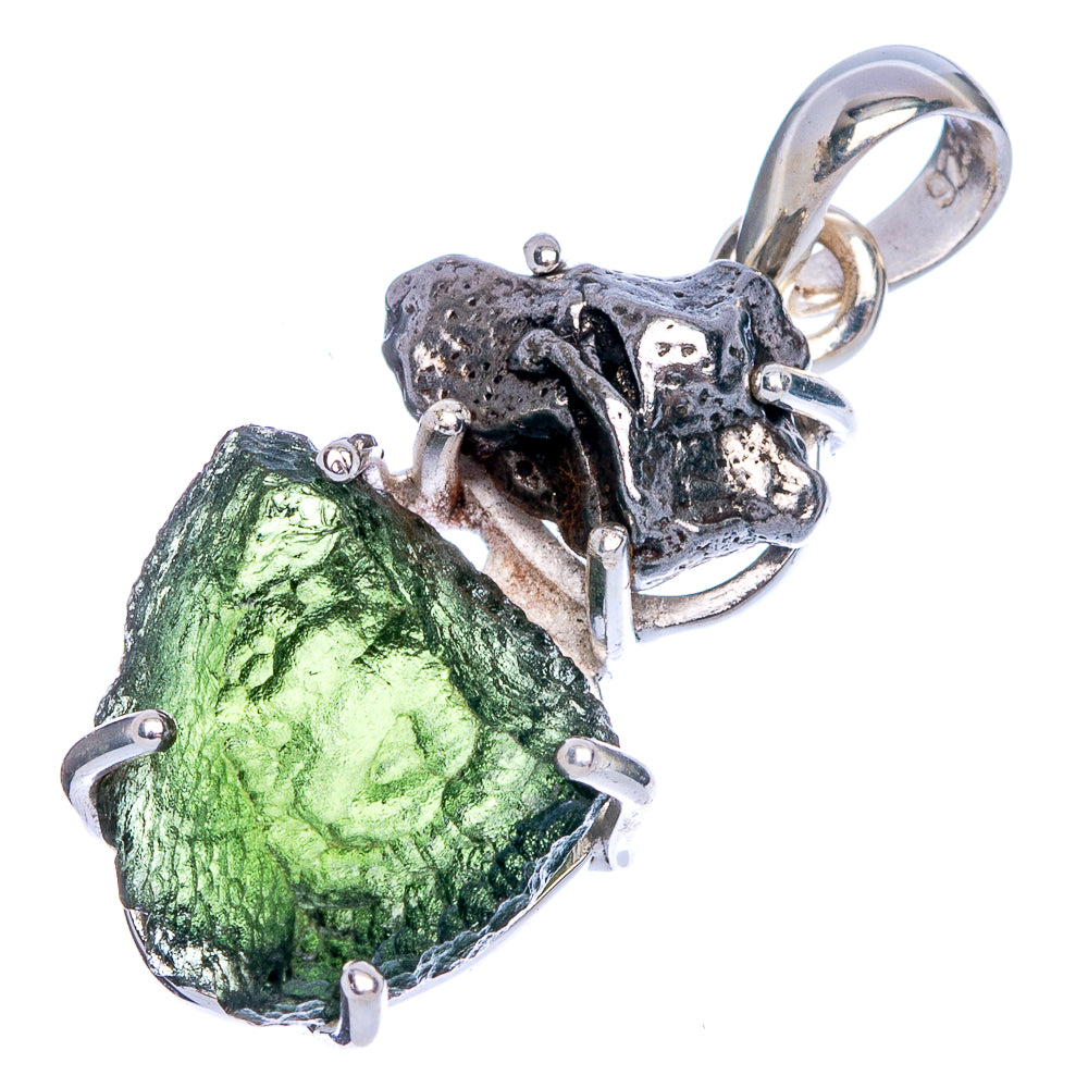 Rare Czech Moldavite, Meteorite Pendant 1 1/4" (925 Sterling Silver) P40343