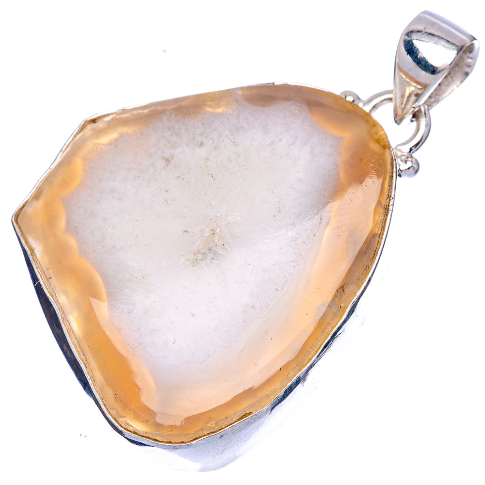 White Geode Slice Pendant 1 5/8" (925 Sterling Silver) P40618