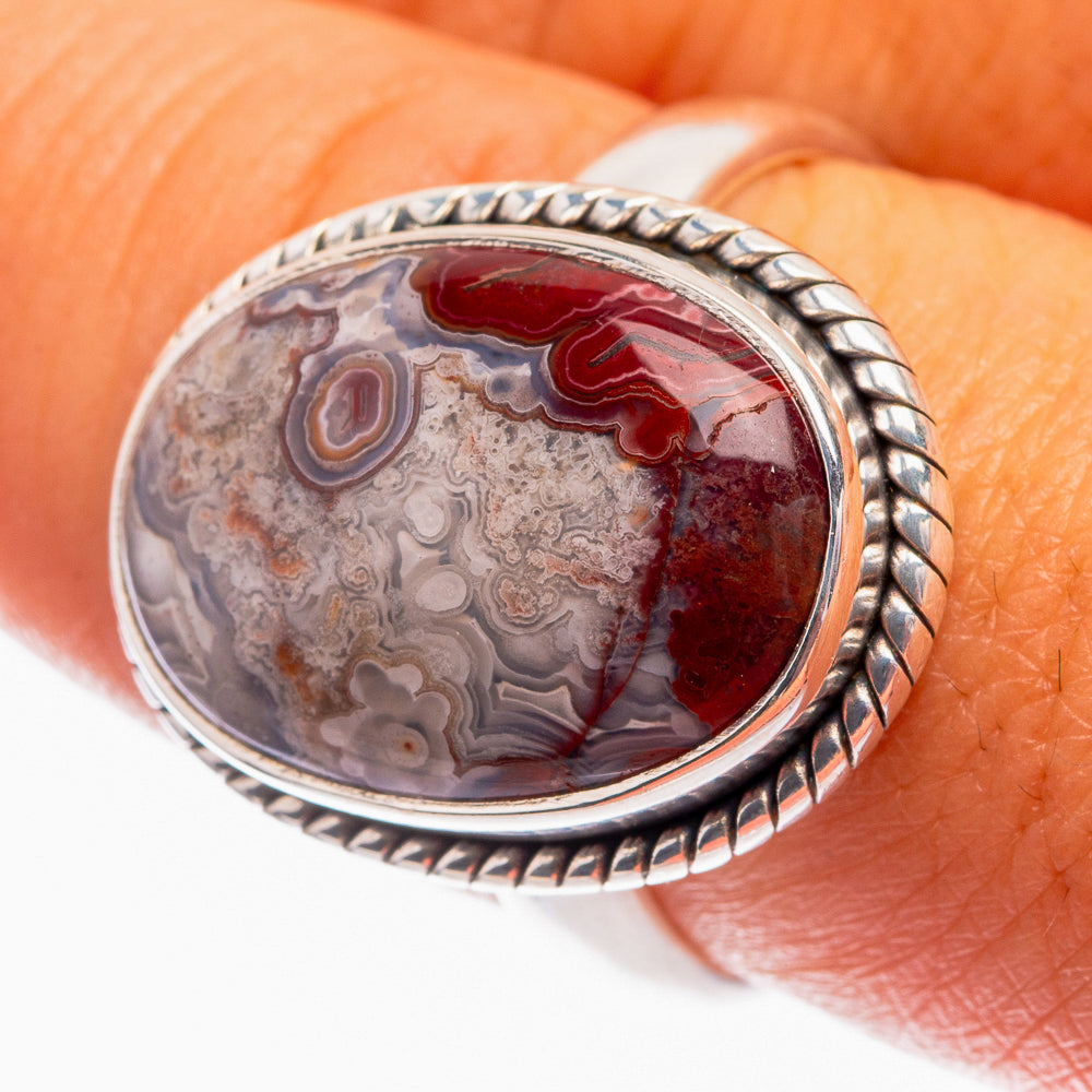 Crazy Lace Agate Ring Size 9 (925 Sterling Silver) R142126