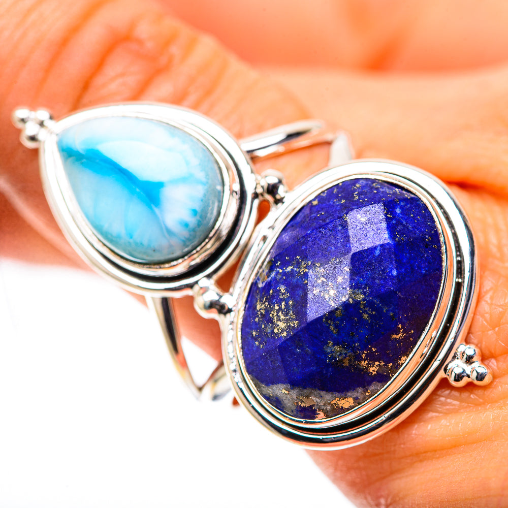 Large Lapis Lazuli, Larimar Ring Size 10.5 (925 Sterling Silver) RING138610