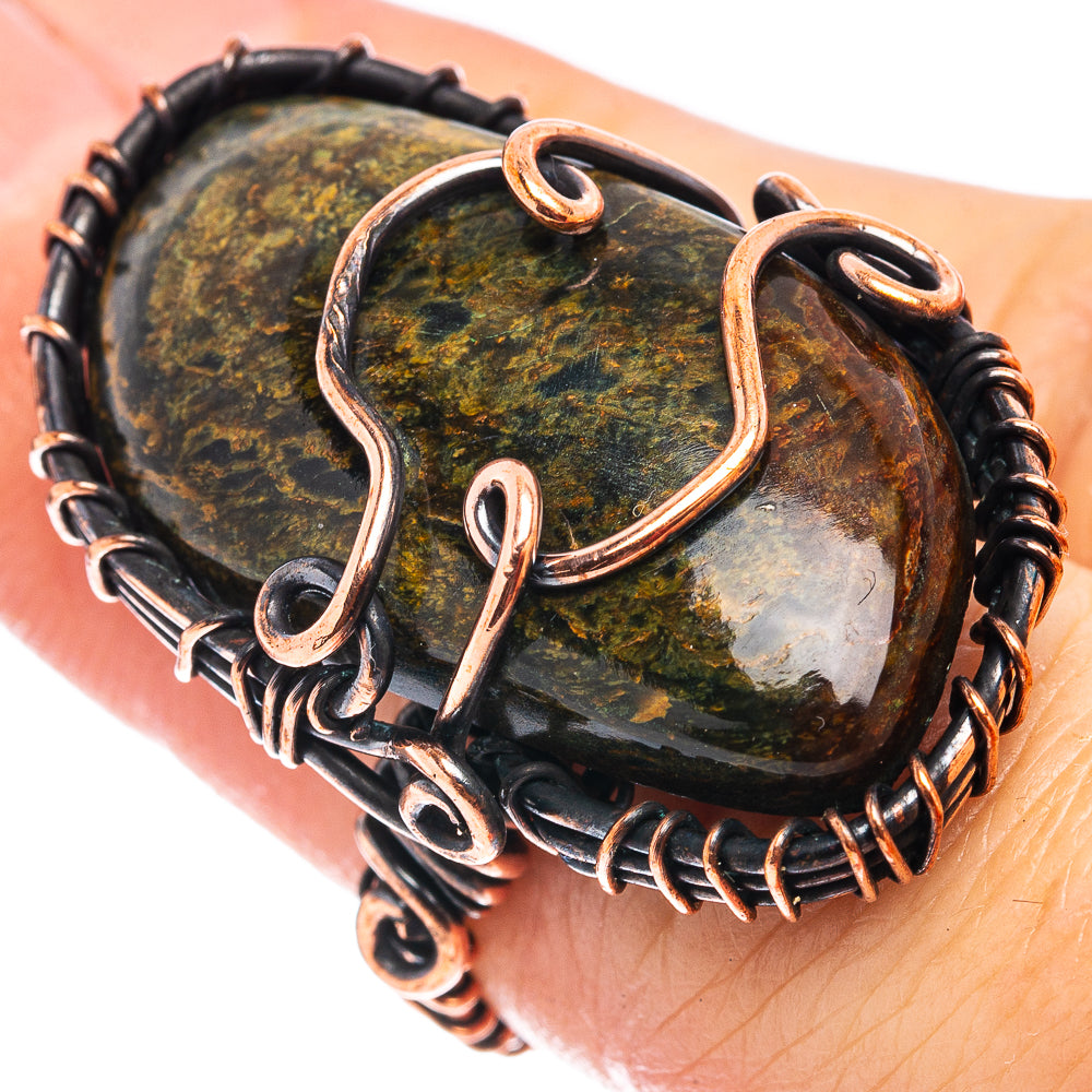 Hungarian Agate Wire Wrap Ring Size 5 (Oxidized Copper)