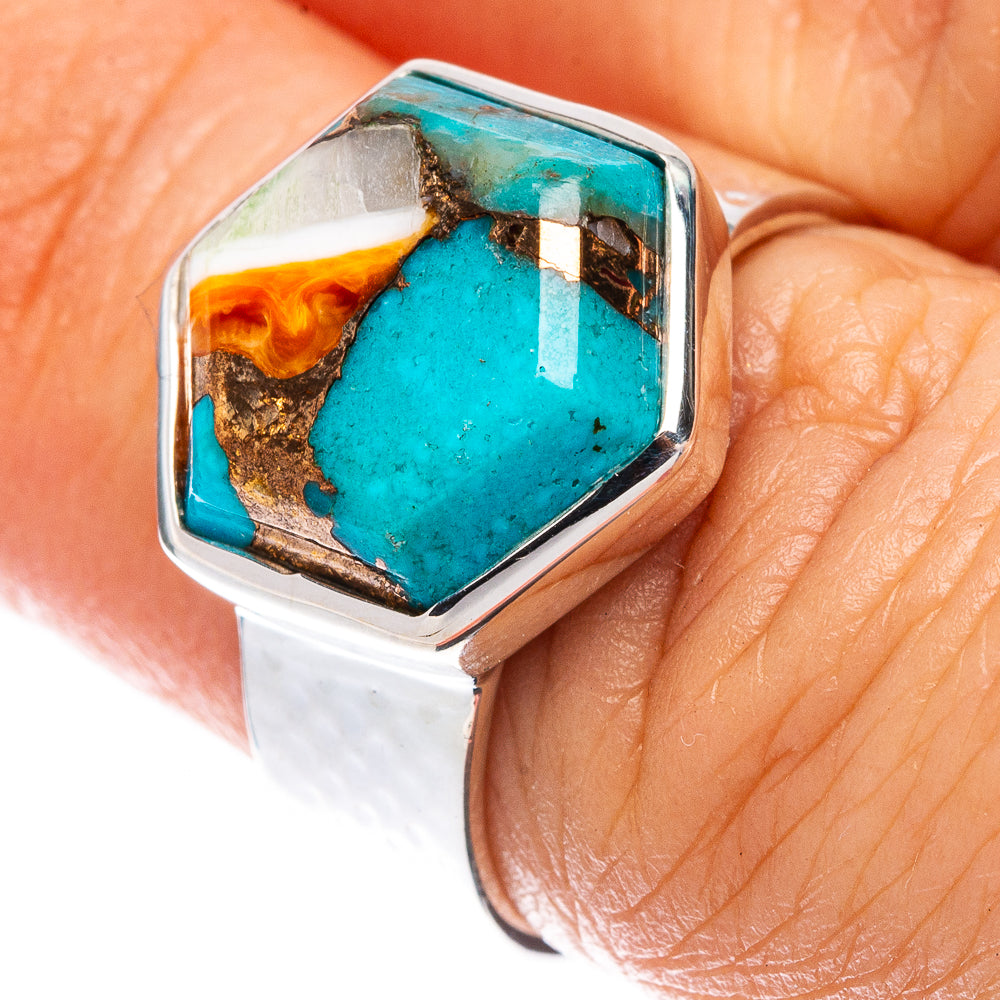 Premium Spiny Oyster Turquoise Ring Size 6.5 (925 Sterling Silver) R1847