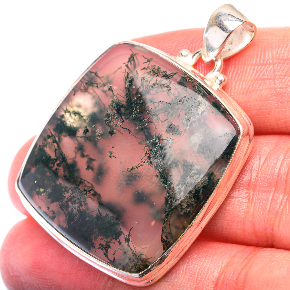 Green Moss Agate Pendant 1 5/8" (925 Sterling Silver) PD38538