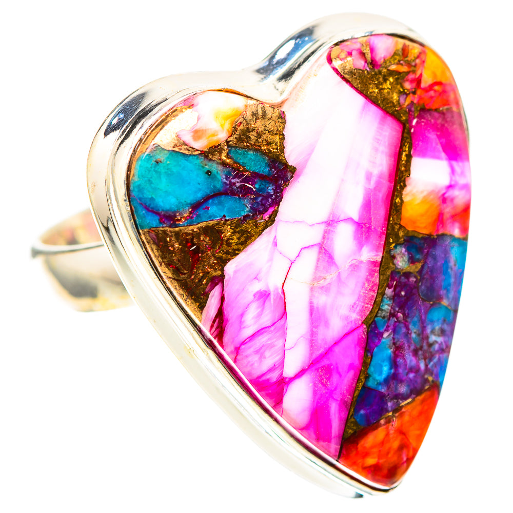 Large Kingman Pink Dahlia Turquoise Ring Size 7.75 (925 Sterling Silver) RING138889