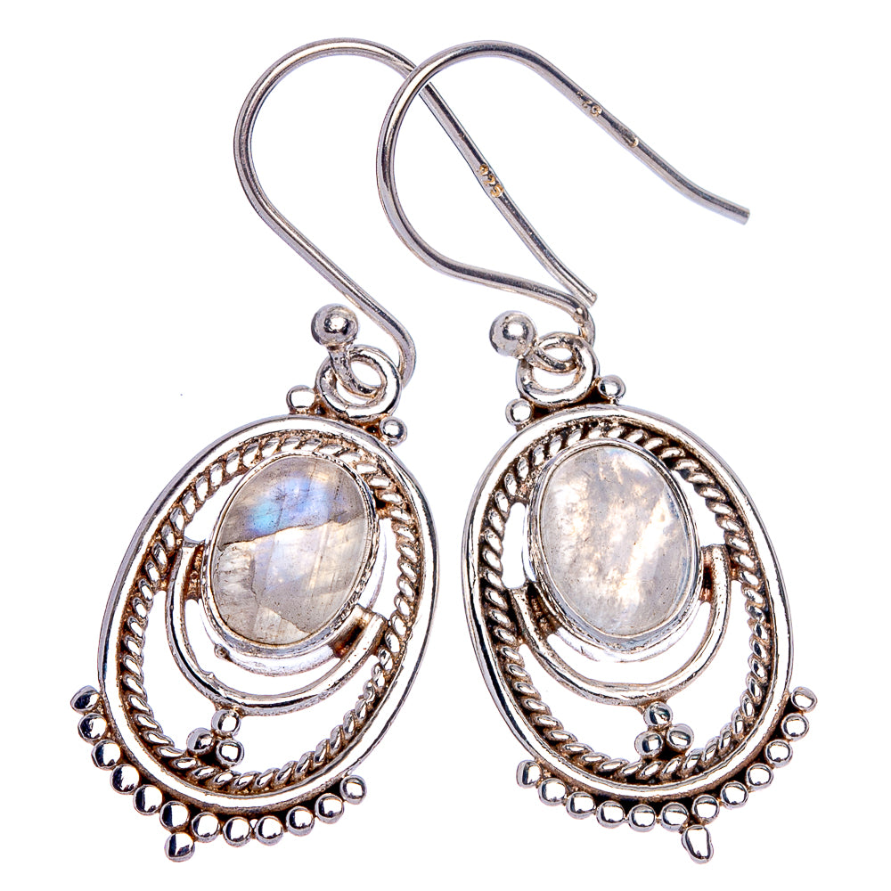 Rainbow Moonstone Earrings 1 3/8" (925 Sterling Silver) E433231