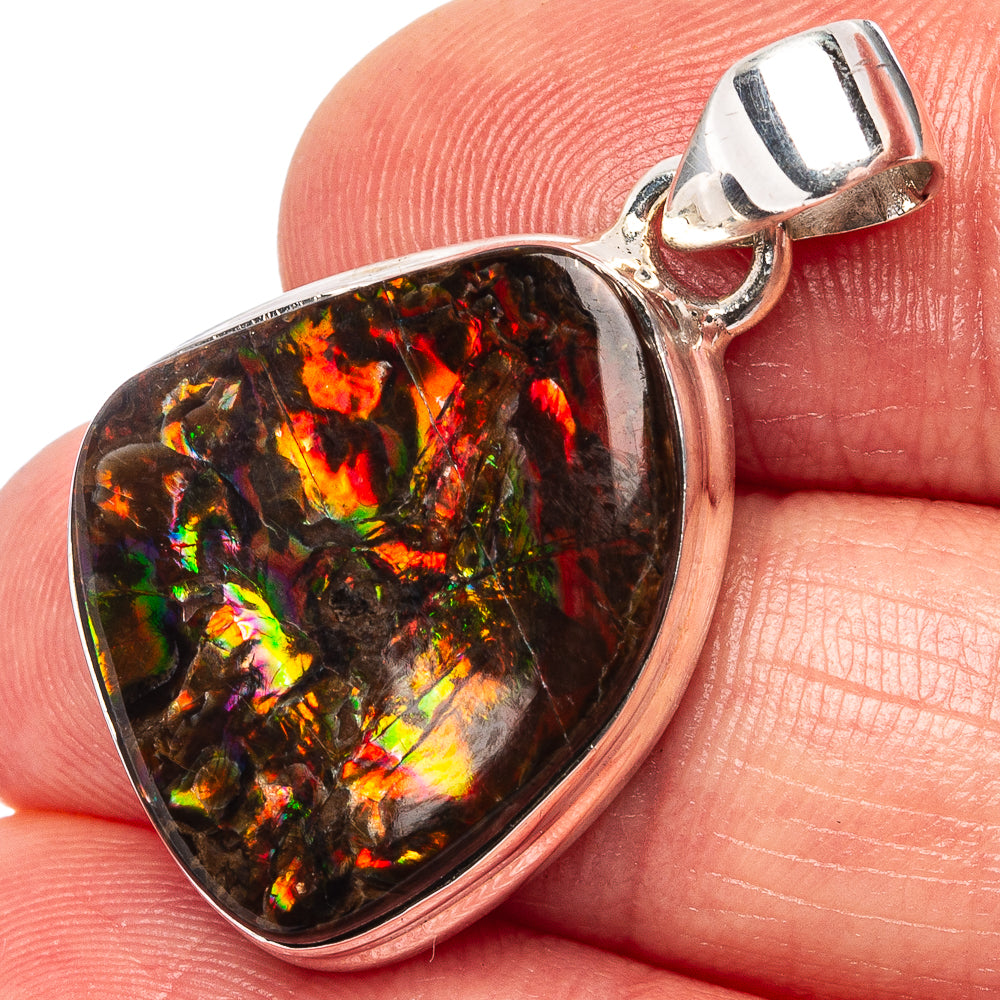 Rare Canadian Ammolite Pendant 1 1/4" (.925 Sterling Silver)
