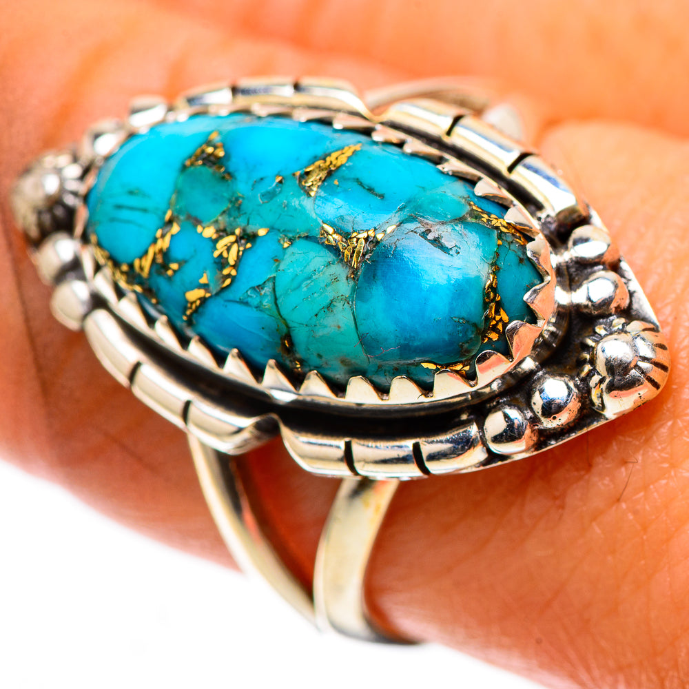 Blue Copper Composite Turquoise Ring Size 8.5 (925 Sterling Silver) RING138568