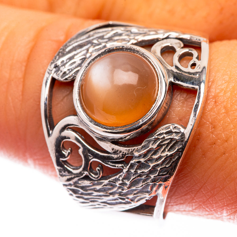 Peach Moonstone Ring Size 10 (925 Sterling Silver) R141139