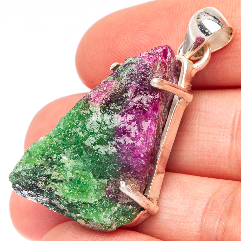 Ruby Zoisite 925 Sterling Silver Pendant 1 5/8" (925 Sterling Silver) P43610