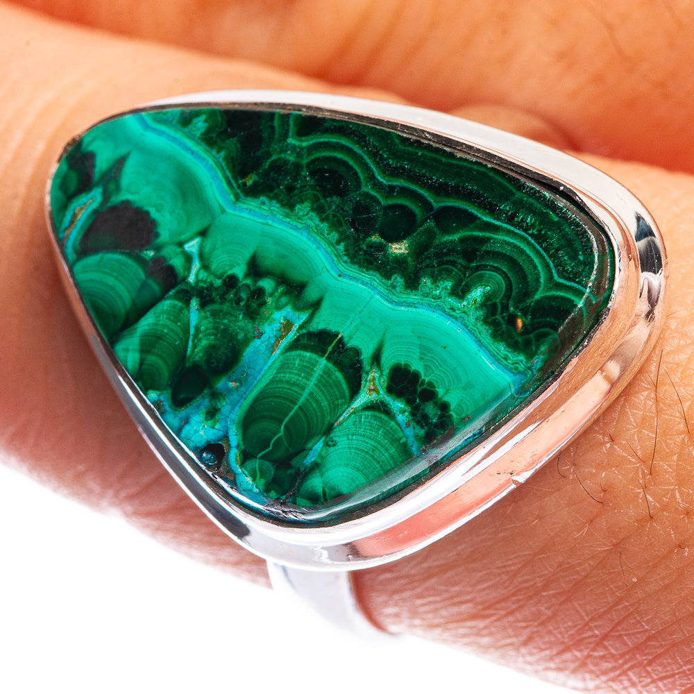 Malachite In Chrysocolla Ring Size 9 (925 Sterling Silver) R144146