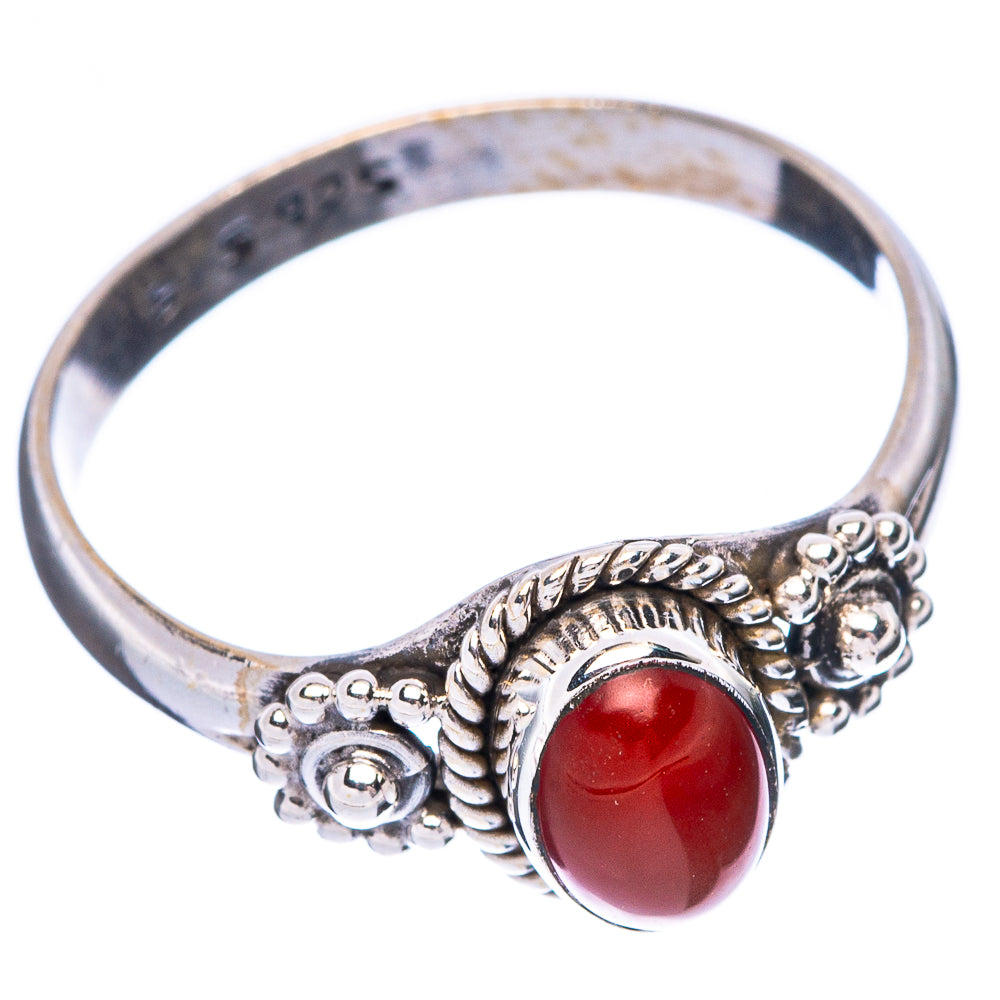 Red Onyx Dainty Ring Size 7.75 (925 Sterling Silver) R5997