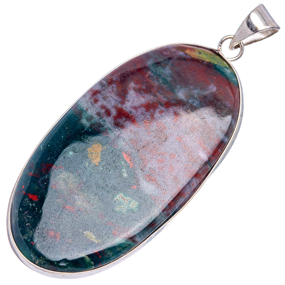 Bloodstone Pendant 2 5/8" (Silver Plated)