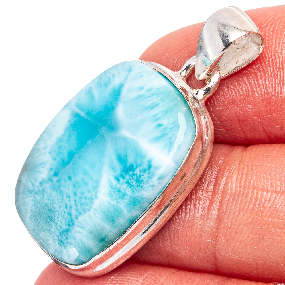 Rare Larimar Pendant 1 3/8" (.925 Sterling Silver)