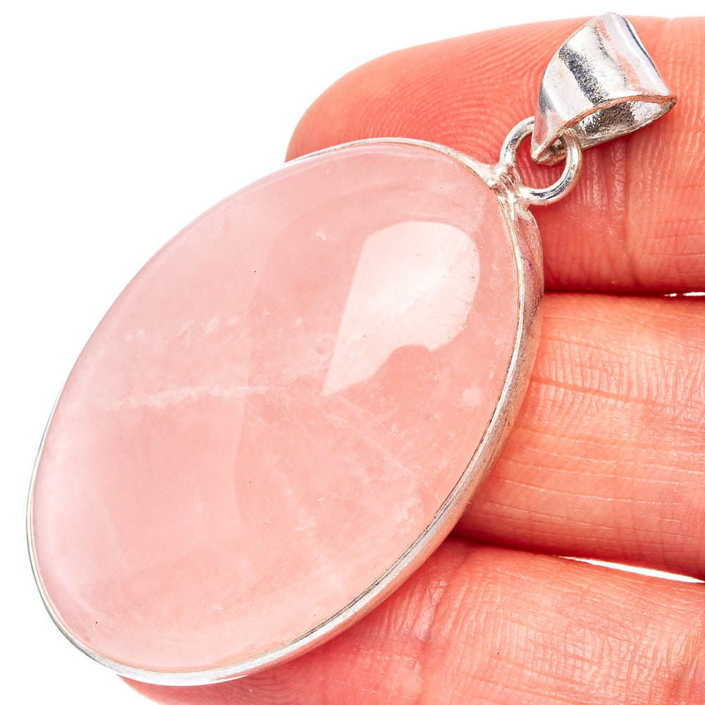 Rose Quartz Pendant 1 7/8" (Silver Plated)