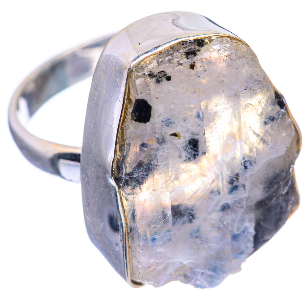 Rough Rainbow Moonstone Ring Size 8.25 (925 Sterling Silver) RING143442