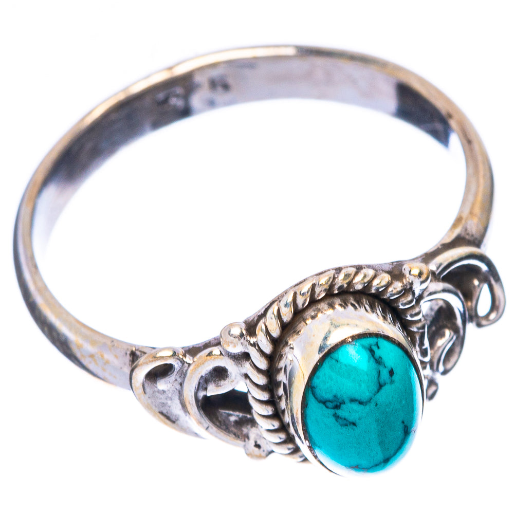 Tibetan Turquoise Dainty Ring Size 7 (925 Sterling Silver) R5817