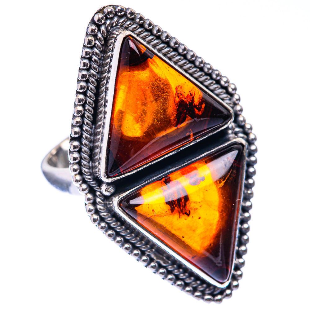 Large Baltic Amber Ring Size 7.25 (925 Sterling Silver) R141233