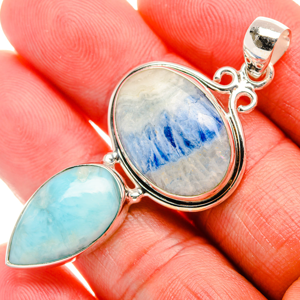 Blue Scheelite, Larimar Pendant 2 1/4" (925 Sterling Silver) PD38038