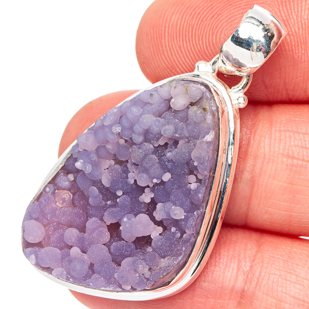 Rare Grape Agate Pendant 1 5/8" (.925 Sterling Silver)