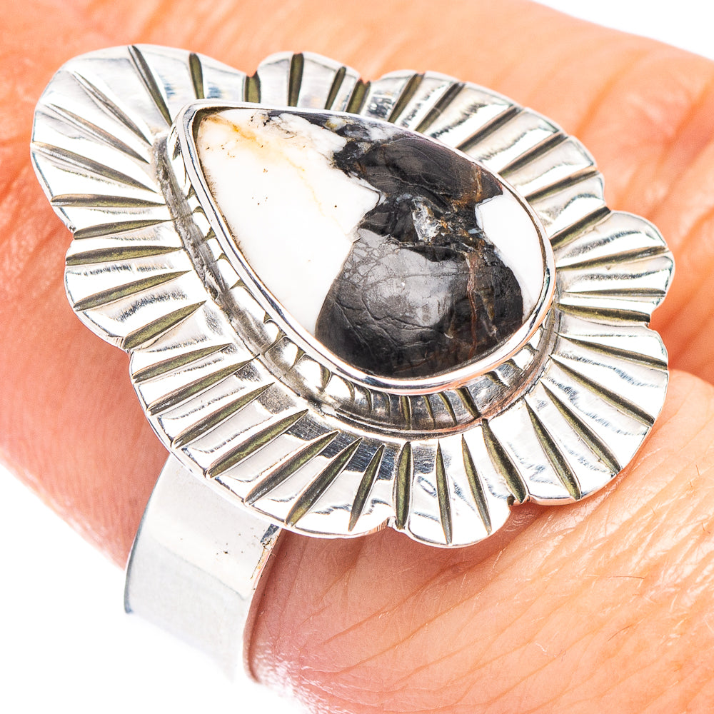 Exclusive White Buffalo Turquoise Ring Size 6 Adjustable (.925 Sterling Silver)