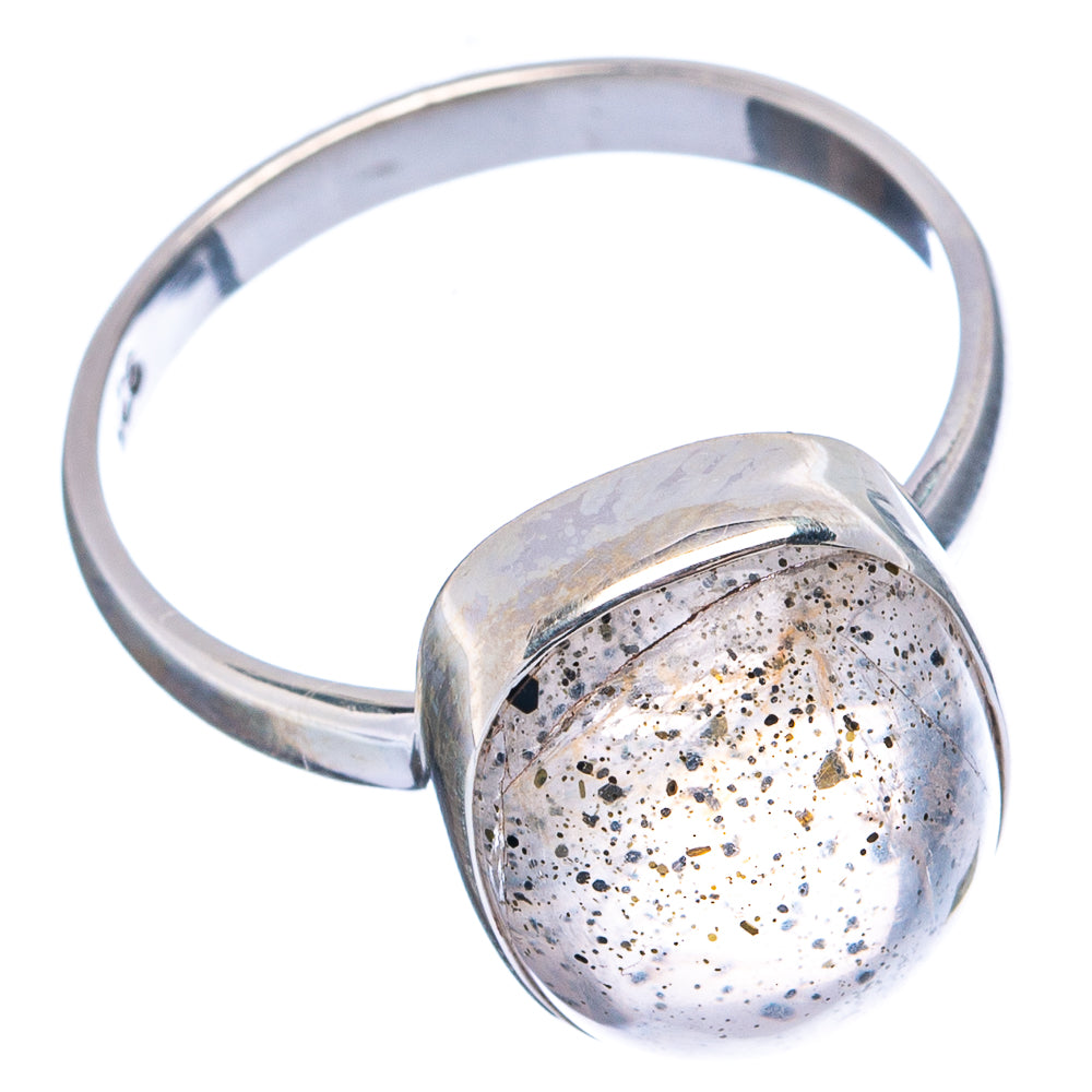Black Dot Rutilated Quartz Ring Size 7.75 (.925 Sterling Silver)