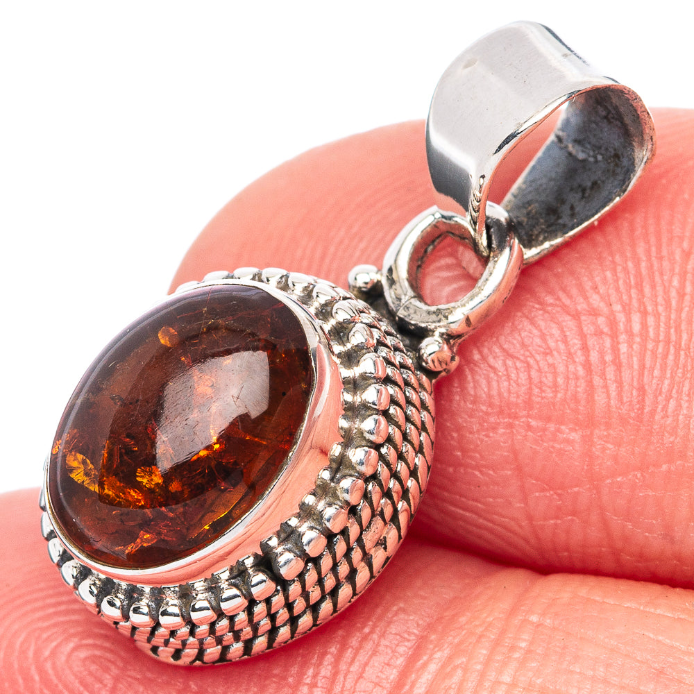 Amber Pendant 7/8" (925 Sterling Silver) P42722