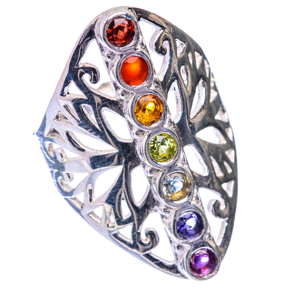 Rainbow Chakra Ring Size 7.5 (925 Sterling Silver) R141521