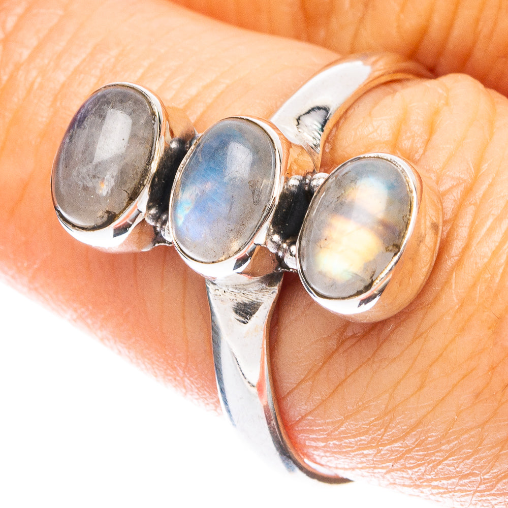 Rainbow Moonstone Dainty Ring Size 8 (925 Sterling Silver) R5279